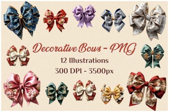 12 Decorative Bows - PNG