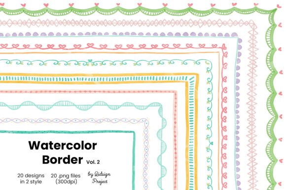 20 Doodle Watercolor Border, Decorative: Strategic Asset for Professional Design Projects