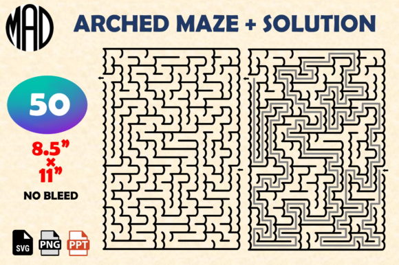 50 Arched Mazes with Solutions