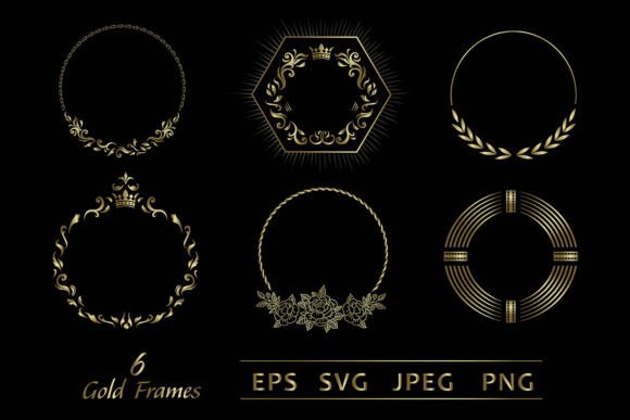 Bundle of 6 Decorative Gold Frames – A Must-Have for Creative Projects and Professional Designs