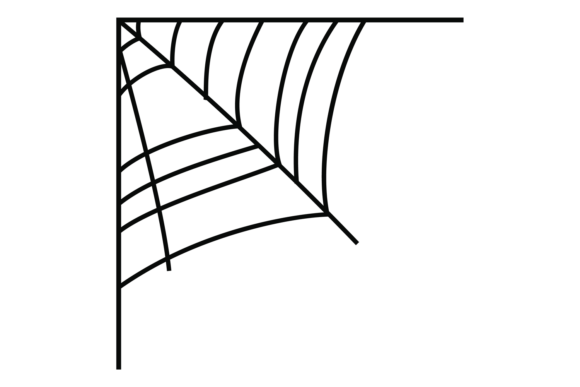 Cobweb Black Line Decorative Corner. Spo