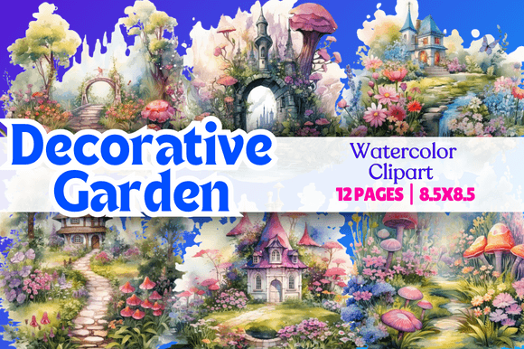 Decorative Garden Watercolor Clipart: A Creative Resource for Digital and Physical Projects