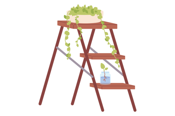 Decorative Ladder with Houseplants. Home