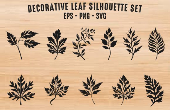 Decorative Leaf Silhouette Vector Set for Designers