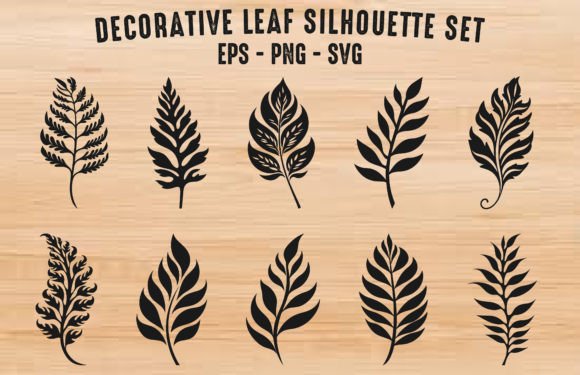 Decorative Leaf Silhouettes Vector Set: A Versatile Design Resource for Creatives