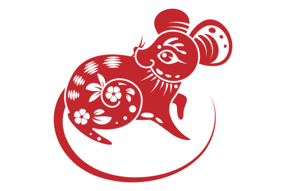 Decorative Rat Silhouette. Red Mouse Sha