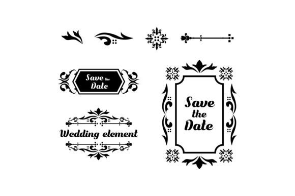 Decorative Vintage Wedding Set for Creative Design Projects