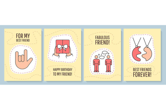 Friendship Greeting Card Element Set