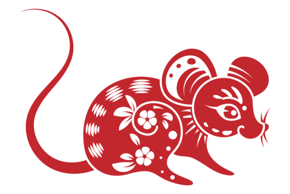 Red Rat Shape. Decorative Ornate Animal