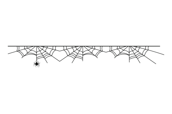 Spider on Cobweb Decorative Divider for Halloween and Design Projects