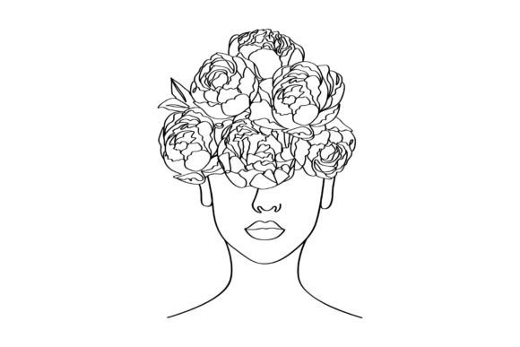 Women Decorative Head with Peony Flowers